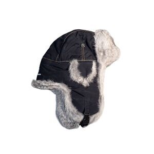 Mad Bomber Trapper Hat Mens XL Black Rabbit Fur Lined Bomber Aviator